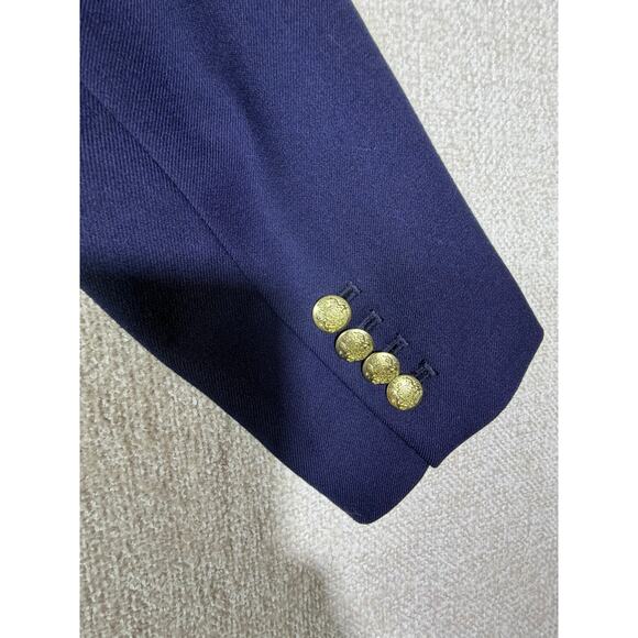 J Crew Women 6 Blue Wool Blend 2 Button Blazer Classic Tailored Office Career - Picture 10 of 11